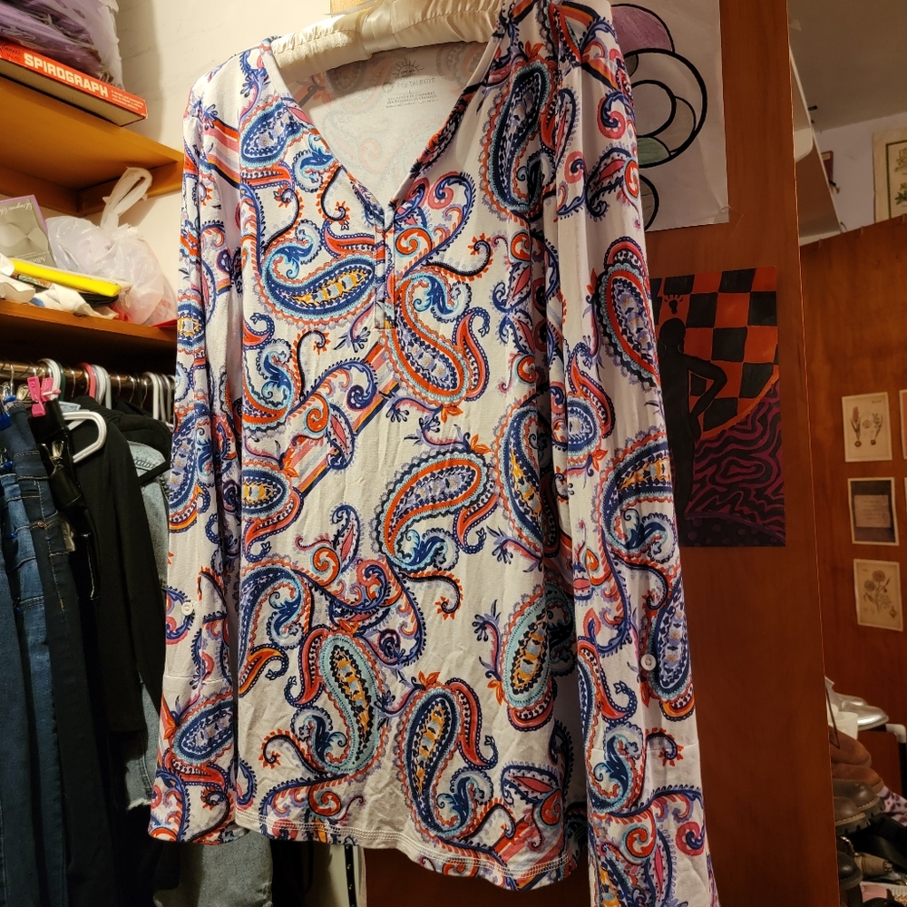 NEVER WORN Colorful Paisley T by Talbot's (UPF 50+)